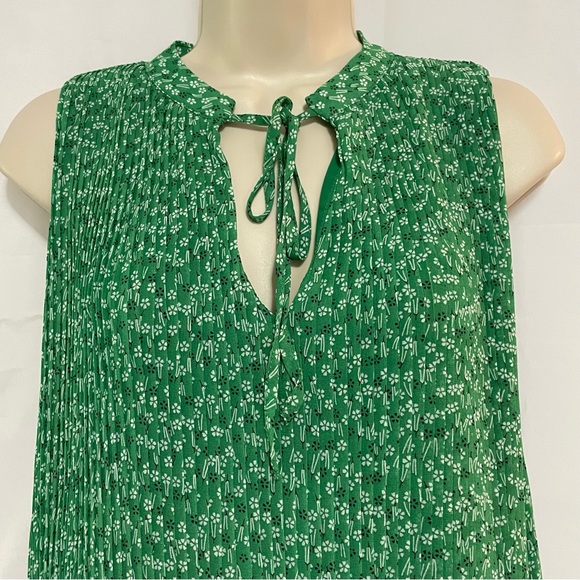 Mango Pleated Green Tiny Floral Dress - Picture 5 of 10